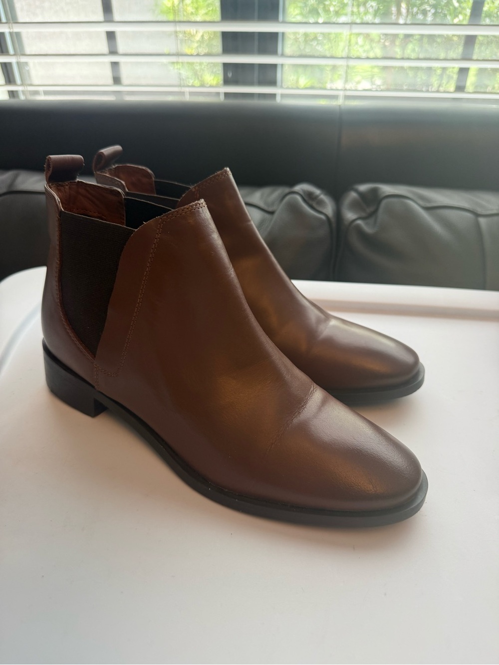 Topshop Brown Leather Chelsea Ankle Boots